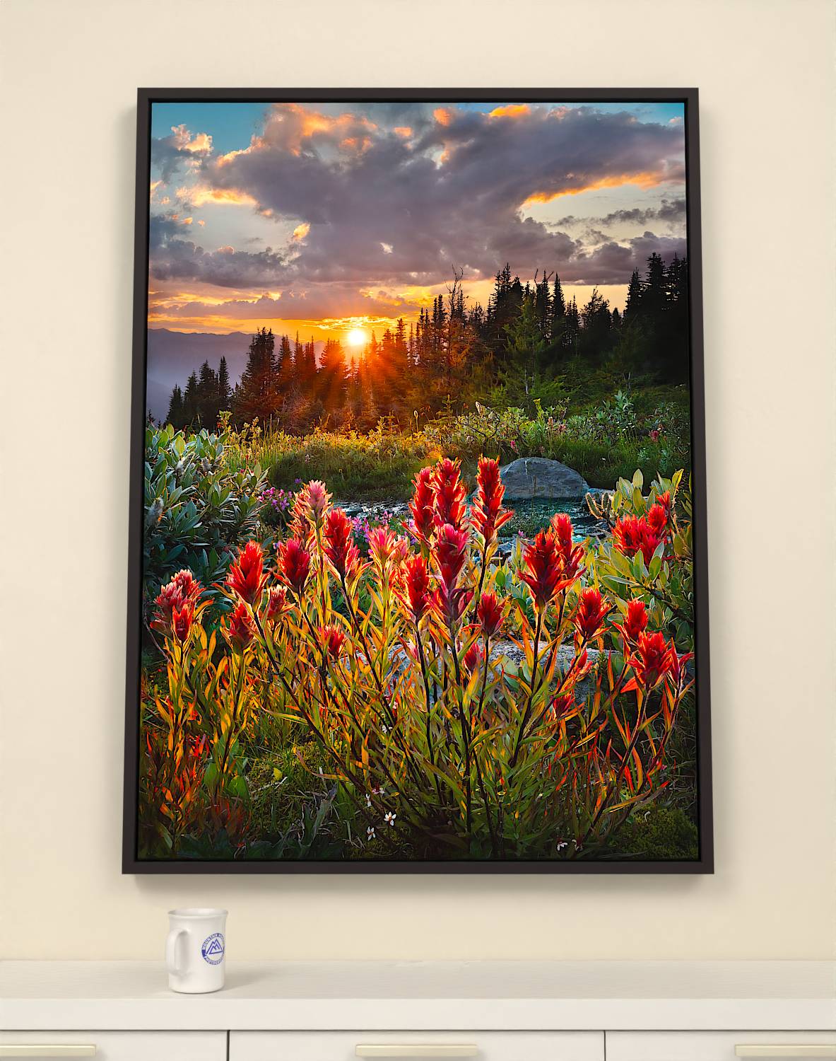 Paintbush Backlight - Print - 38x53 - Espresso Frame Canvas Wall Art