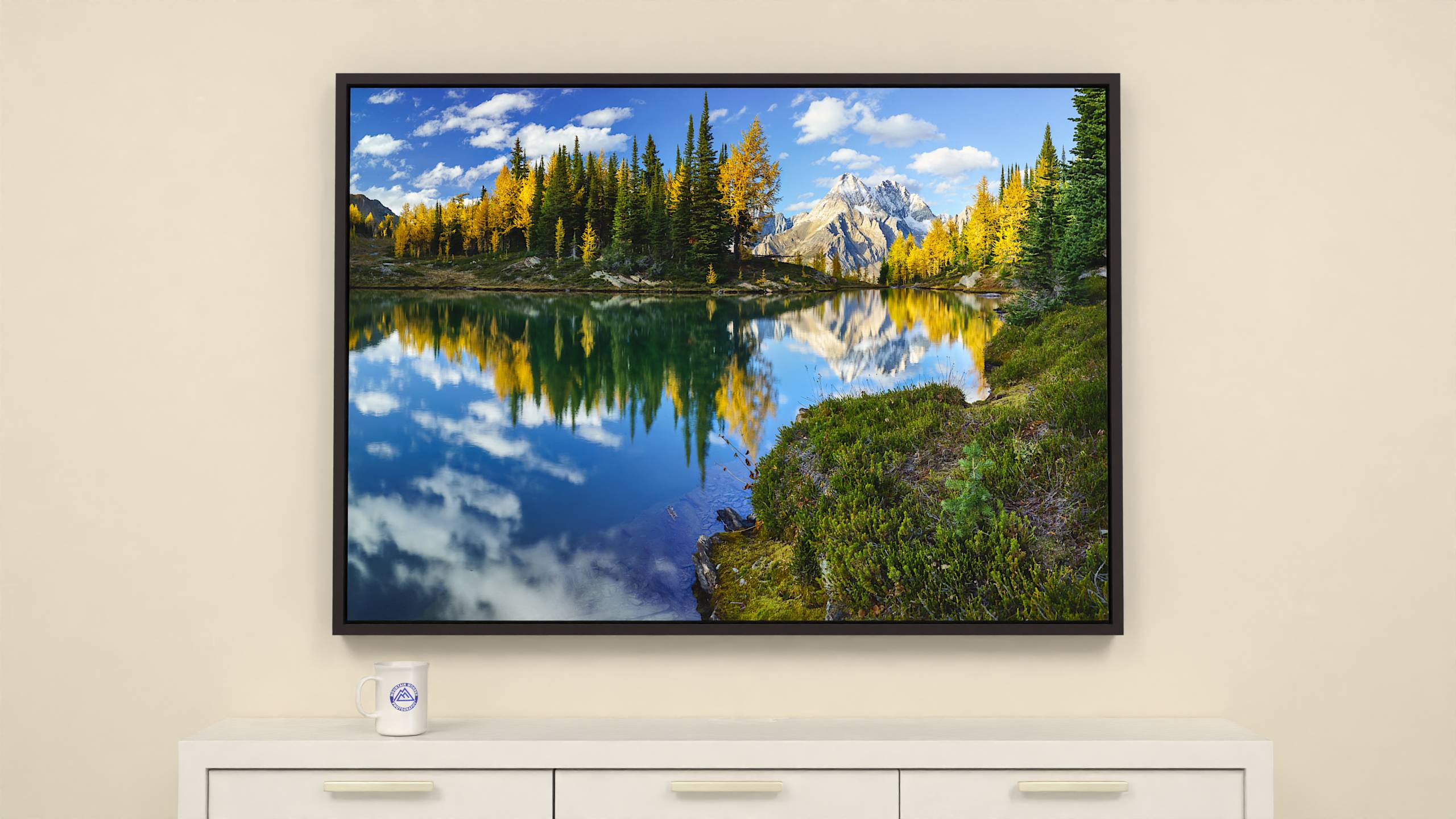 Alpine Tarn - Print - 54x38 - Espresso Frame Canvas Wall Art