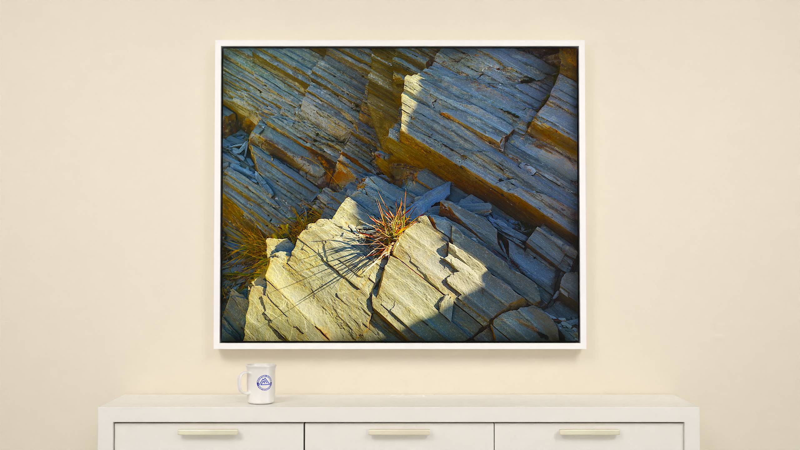 Alpine Rock Detail - Print - 46x38 - White Frame Canvas Wall Art
