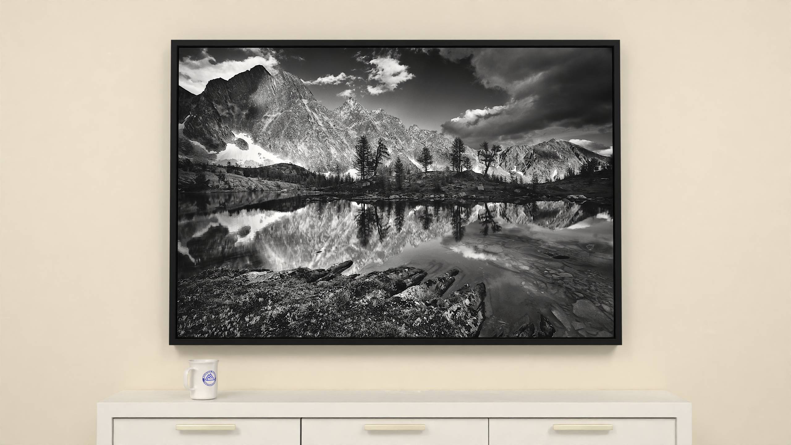 A Hand Full of Quietness - Print - 57x38 - Black Frame Canvas Wall Art