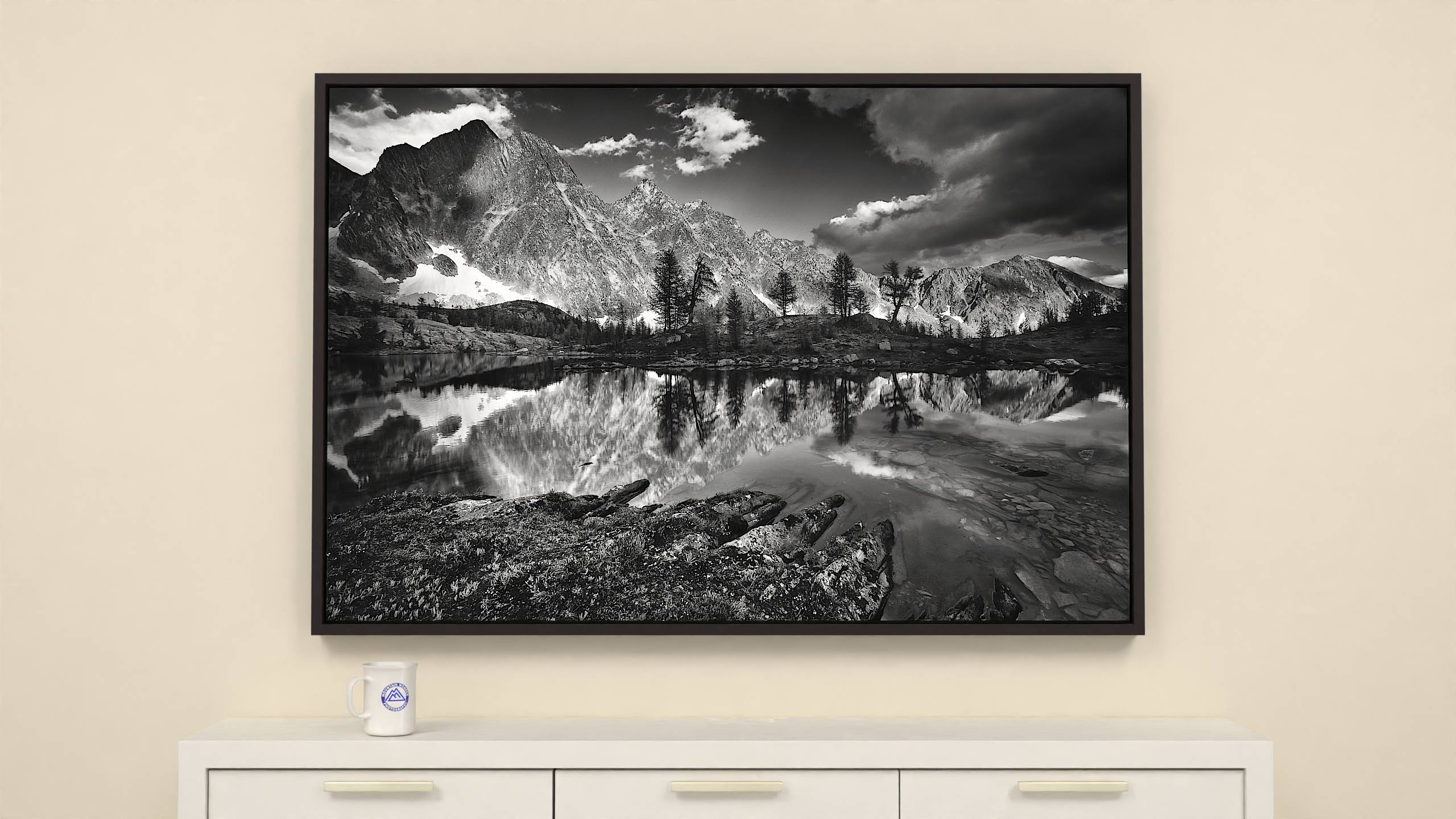 A Hand Full of Quietness - Print - 57x38 - Espresso Frame Canvas Wall Art