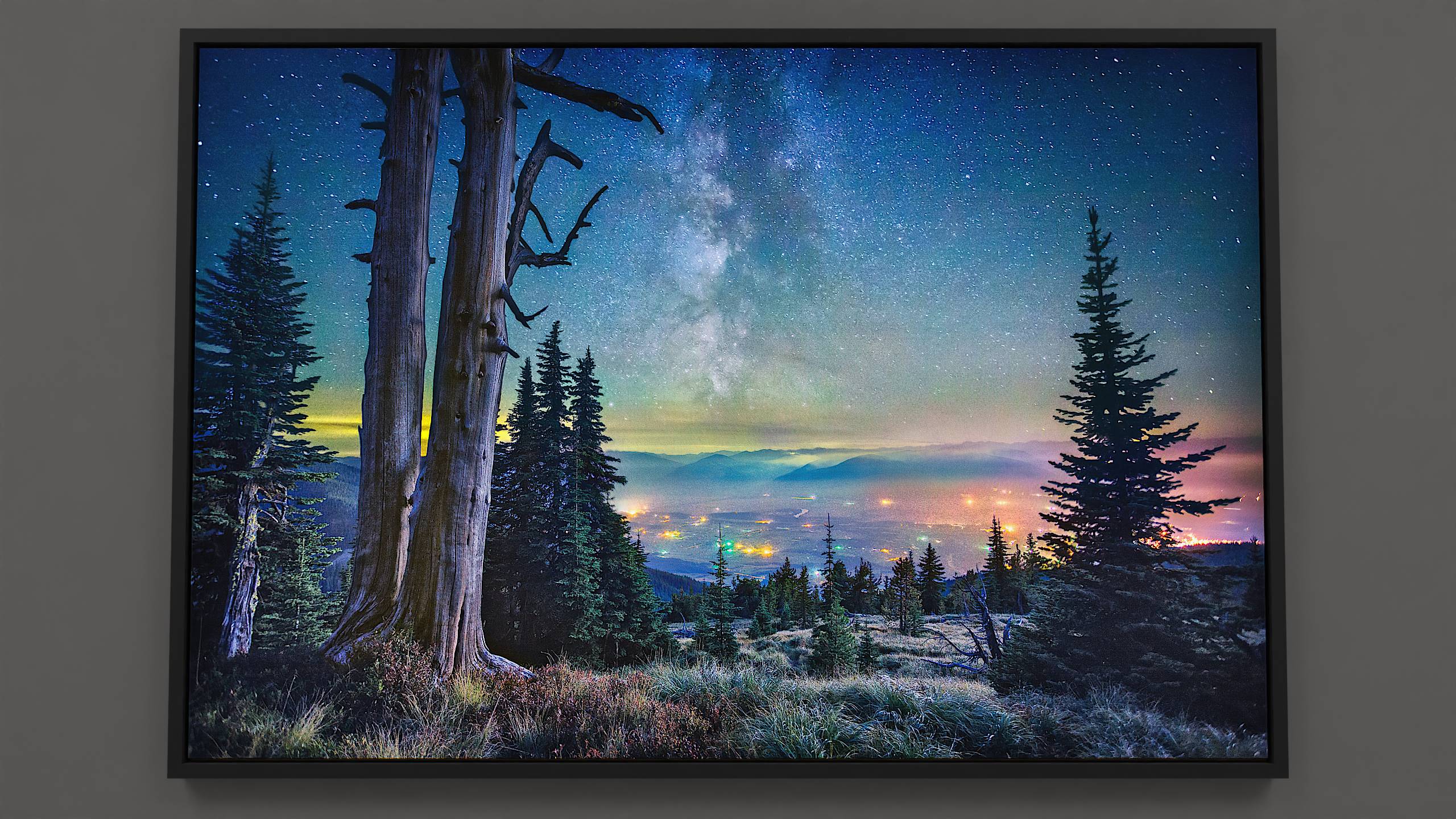 The Oneness of It All - Milky Way Galaxy and Alpine Meadow Wrapped Canvas Print for Sale