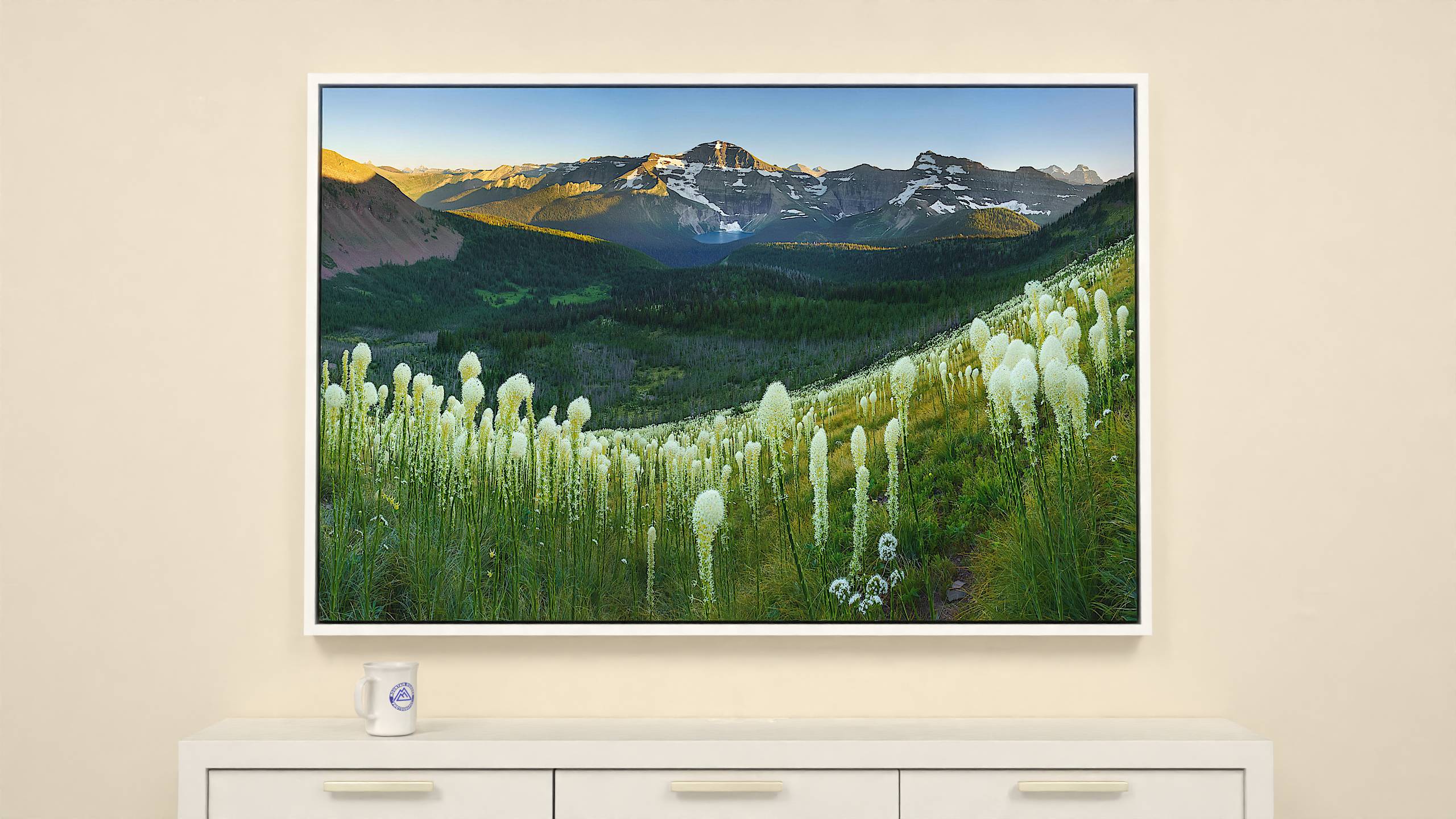 Waterton Bear Grass - Print - 58x38 - White Frame Canvas Wall Art